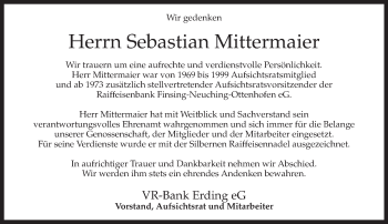 Todesanzeige von Sebastian Mittermaier von merkurtz