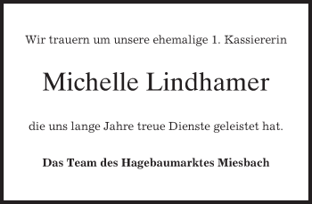 Todesanzeige von Michelle Lindhamer von merkurtz