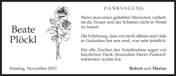 Todesanzeige von Beate Plöckl von merkurtz
