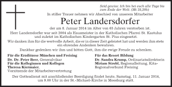 Todesanzeige von Peter Landersdorfer von merkurtz