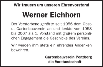 Todesanzeige von Werner Eichhorn von merkurtz