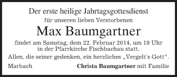 Todesanzeige von Max Baumgartner von merkurtz