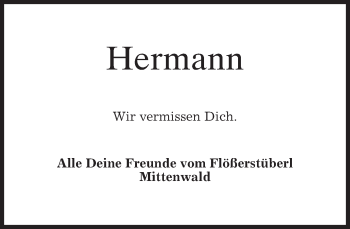 Todesanzeige von Hermann  von merkurtz