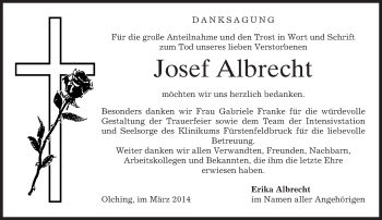 Todesanzeige von Josef Albrecht von merkurtz