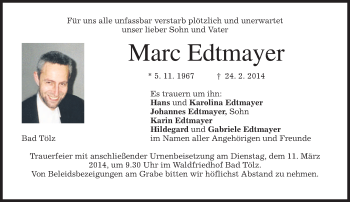 Todesanzeige von Marc Edtmayer von merkurtz