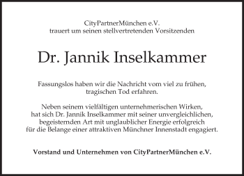 Todesanzeige von Jannik Inselkammer von merkurtz