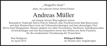 Todesanzeige von Andreas Müller von merkurtz