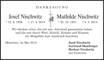 Todesanzeige von Josef und Mathilde Nischwitz von merkurtz