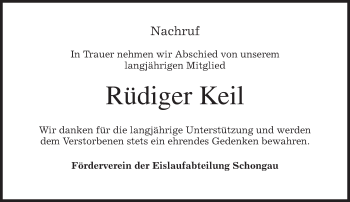 Todesanzeige von Rüdiger Keil von merkurtz