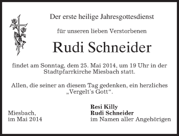 Todesanzeige von Rudi Schneider von merkurtz