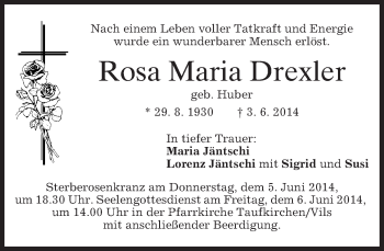 Todesanzeige von Rosa Maria Drexler von merkurtz