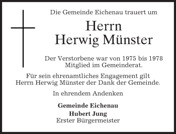 Todesanzeige von Herwig Münster von merkurtz