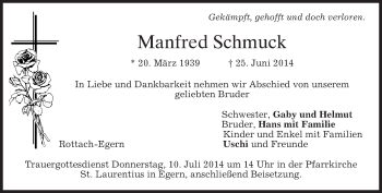 Todesanzeige von Manfred Schmuck von merkurtz