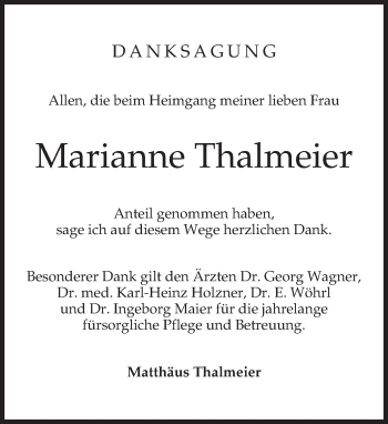 Todesanzeige von Marianne Thalmeier von merkurtz
