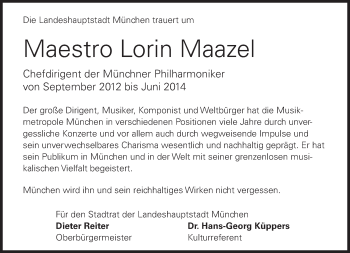 Todesanzeige von Lorin Maazel von merkurtz
