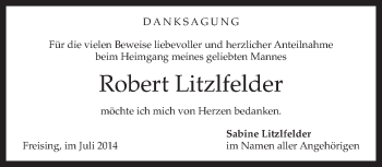 Todesanzeige von Robert Litzlfelder von merkurtz