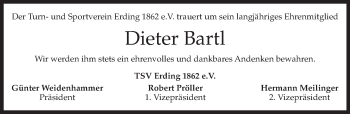 Todesanzeige von Dieter Bartl von merkurtz