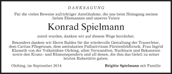 Todesanzeige von Konrad Spielmann von merkurtz