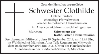 Todesanzeige von Clothilde  von merkurtz