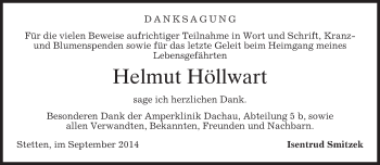 Todesanzeige von Helmut Höllwart von merkurtz