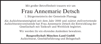 Todesanzeige von Annemarie Detsch von merkurtz