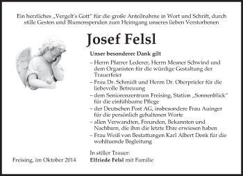 Todesanzeige von Josef Felsl von merkurtz
