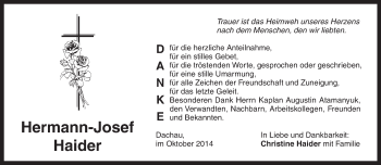 Todesanzeige von Hermann-Josef Haider von merkurtz