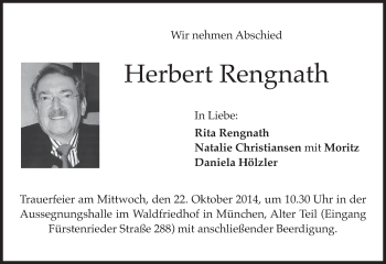 Todesanzeige von Herbert Rengnath von merkurtz