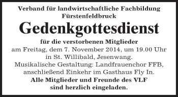 Todesanzeige von Landwirtschaftliche Fachbildung Fürstenfeldbruck von merkurtz