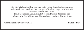 Todesanzeige von herzlichen Dank Past von merkurtz