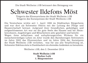 Todesanzeige von Ildefons Möst von merkurtz