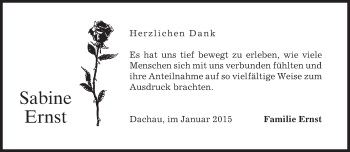 Todesanzeige von Sabine Ernst von merkurtz