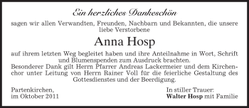 Todesanzeige von Anna Hosp von MERKUR & TZ