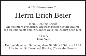 Todesanzeige von Erich Beier von MERKUR & TZ