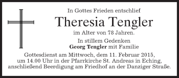 Todesanzeige von Theresia Tengler von merkurtz
