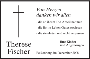 Todesanzeige von Therese Fischer von MERKUR & TZ