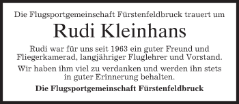 Todesanzeige von Rudi Kleinhans von merkurtz