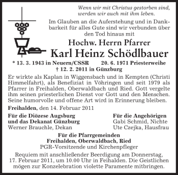 Todesanzeige von Karl Heinz Schödlbauer von MERKUR & TZ
