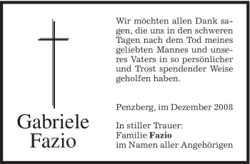 Todesanzeige von Gabriele Fazio von MERKUR & TZ