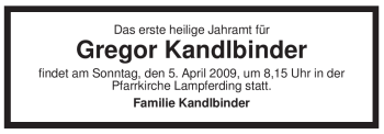 Todesanzeige von Gregor Kandlbinder von MERKUR & TZ
