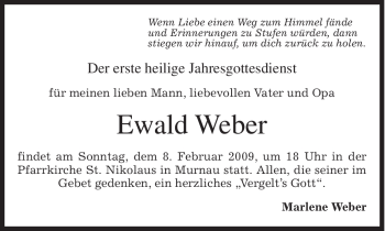 Todesanzeige von Ewald Weber von MERKUR & TZ