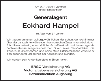 Todesanzeige von Eckhard Hampel von MERKUR & TZ