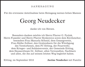 Todesanzeige von Georg Neudecker von MERKUR & TZ