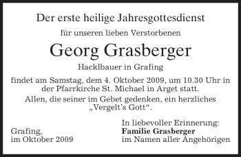 Todesanzeige von Georg Grasberger von MERKUR & TZ