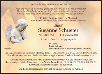 Todesanzeige von Susanne Schuster von MERKUR & TZ