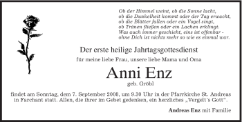 Todesanzeige von Anni Enz von MERKUR & TZ
