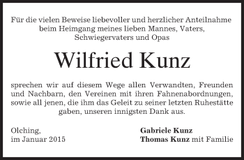 Todesanzeige von Wilfried Kunz von merkurtz