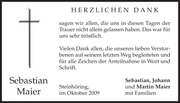 Todesanzeige von Sebastian Maier von MERKUR & TZ