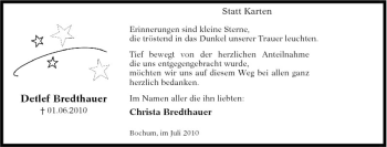 Todesanzeige von Detlef Bredthauer von MERKUR & TZ