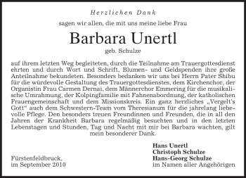 Todesanzeige von Barbara Unertl von MERKUR & TZ